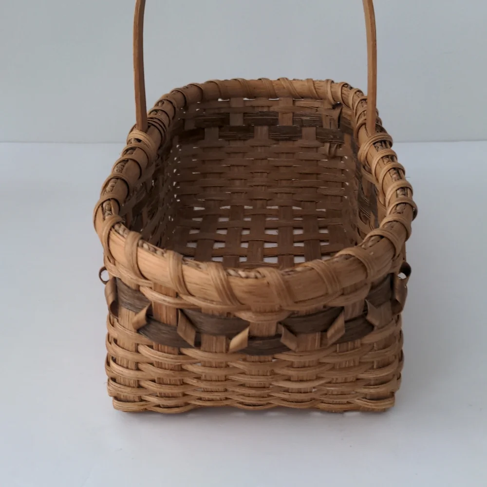 Harvest Basket Hand Crafted Wicker Basket Oblong Stationery Handle